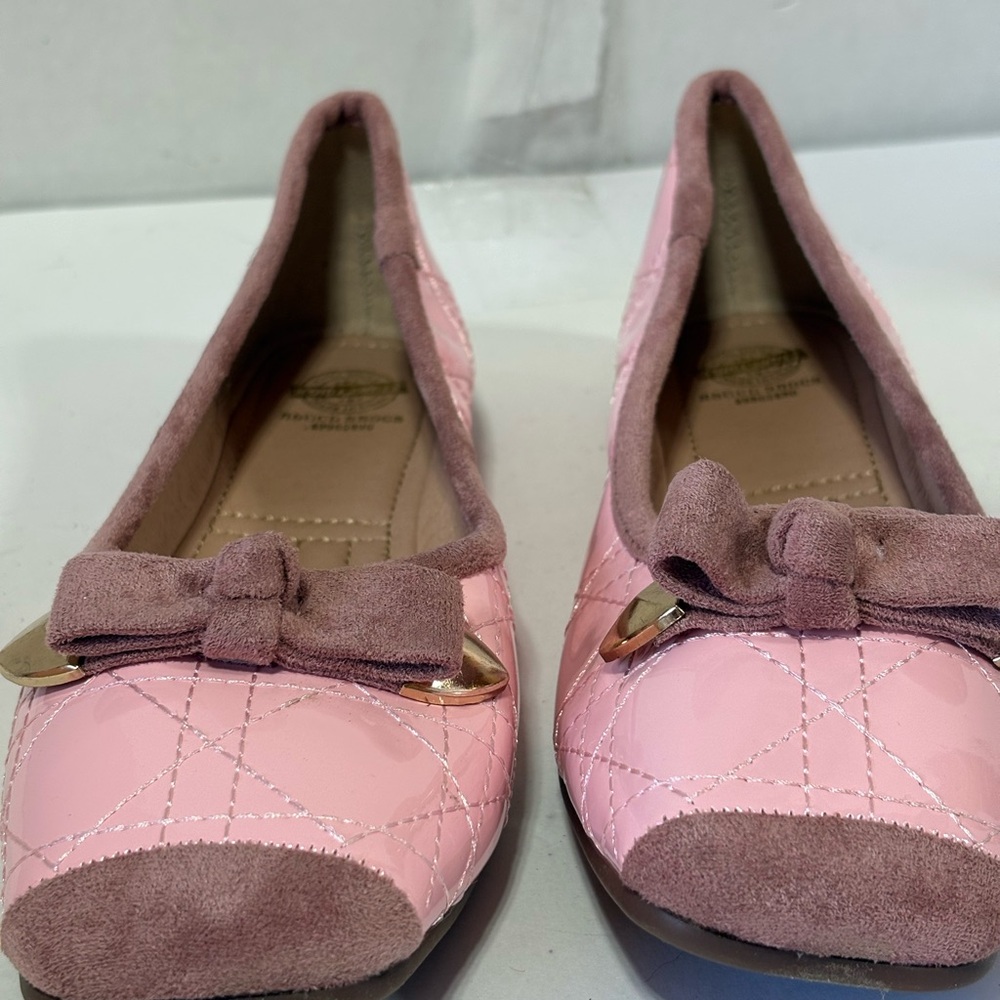 Women’s Pink Quilted Bow-Accent Ballet Flats